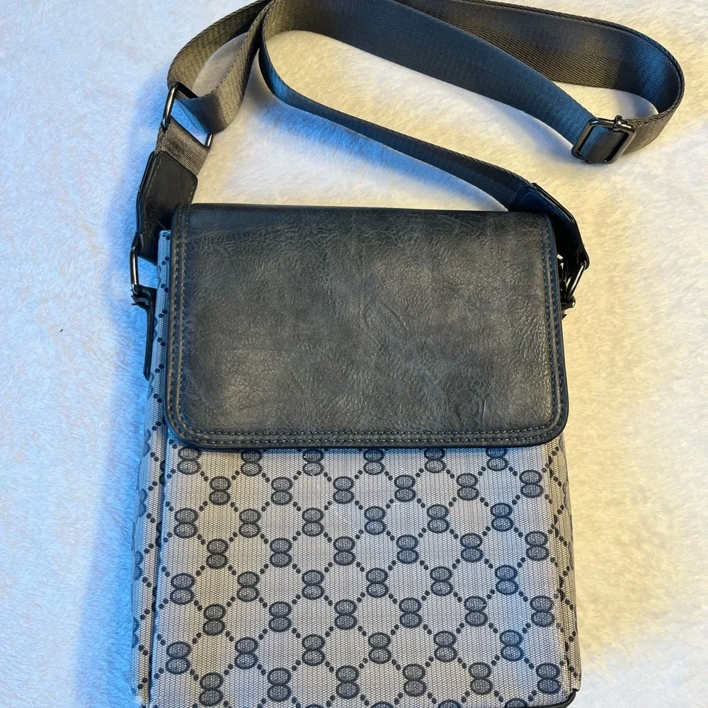 Patterned Crossbody Bag with Black Flap